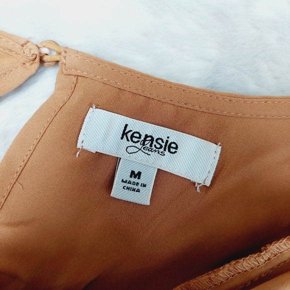 Kensie Jeans Women's Mustard Ruffles Round Neck Long Sleeve Blouse P4810 - Picture 6 of 8